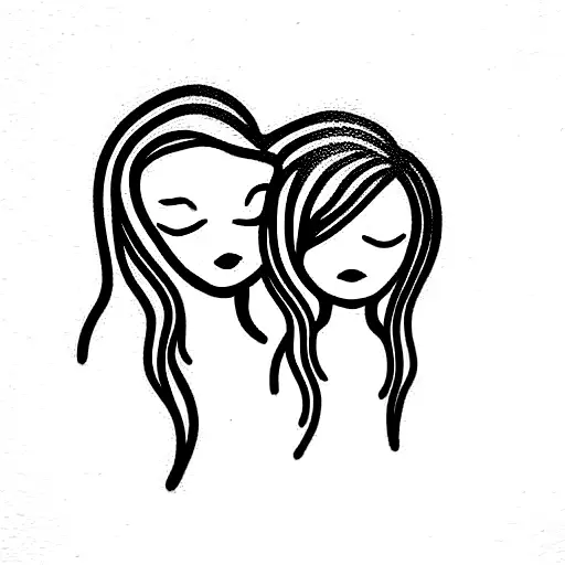 mother and daughter and date of born tattoo design idea