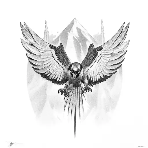 falcon wings spread  tattoo design idea