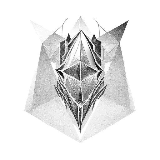 knfe-shaped neotribal tattoo with sharp angles and edges. Detailed with sketch lines tattoo design idea