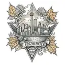 toronto skyline inside maple leaf tattoo design idea