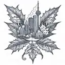 toronto skyline inside maple leaf tattoo design idea