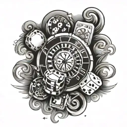 easy casino tatoo black and white drawing tattoo design idea