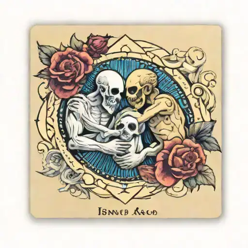 binding of isaac tarot card with lovers on it tattoo design idea