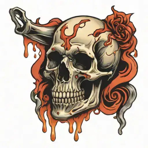 melting skull tattoo design idea