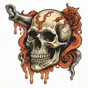 melting skull tattoo design idea