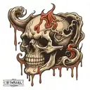 melting skull tattoo design idea