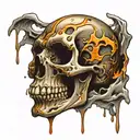 melting skull tattoo design idea