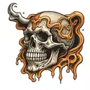 melting skull tattoo design idea