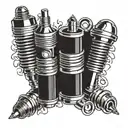 piston rods spark plugs tattoo design idea