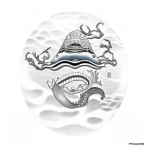 fais moi un masque de plongée sous marine avec une pieuvre qui entoure le masque avec ses tentacules tattoo design idea