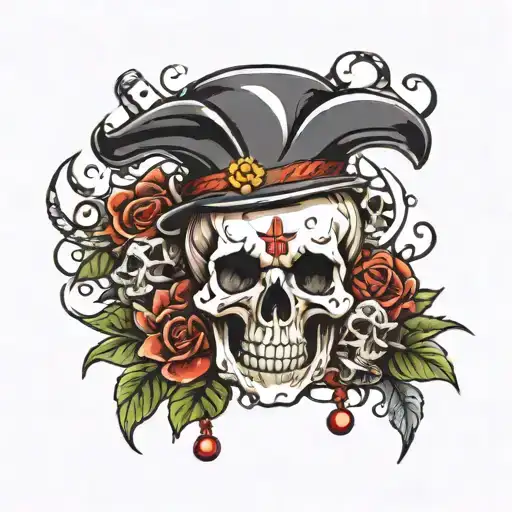 skulls and dice surrounded tattoo design idea