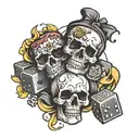 skulls and dice surrounded tattoo design idea