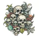 skulls and dice surrounded tattoo design idea