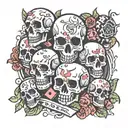 skulls and dice surrounded tattoo design idea