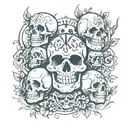 skulls and dice surrounded tattoo design idea