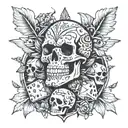 skulls and dice surrounded tattoo design idea