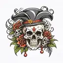 skulls and dice surrounded tattoo design idea