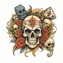 skulls and dice surrounded tattoo design idea