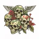 skulls and dice surrounded tattoo design idea