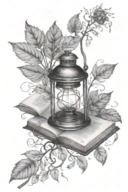  burning book, smoke, bleeding heart, blood,death,dead brambles, leaves, dark aesthetic witchy, gothic lantern tattoo design idea