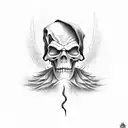 Grim Reaper captured in time between good and evil tattoo design idea