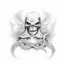 Grim Reaper captured in time between good and evil tattoo design idea