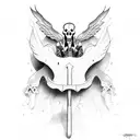 Grim Reaper captured in time between good and evil tattoo design idea