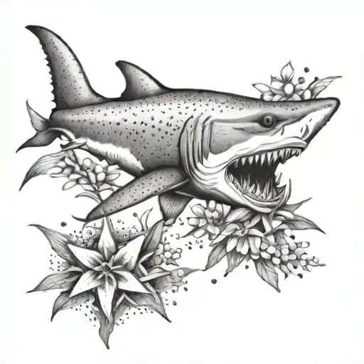 requin and edelweiss tattoo design idea