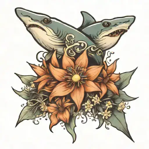 requin and edelweiss tattoo design idea