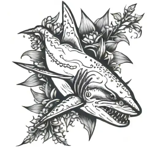 requin and edelweiss tattoo design idea