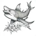 requin and edelweiss tattoo design idea