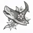 requin and edelweiss tattoo design idea