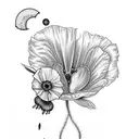 A collage of flowers including poppy’s, honeysuckle, rose, sweet peas, morning glory, moon flowers, cosmos, snow drop an tattoo design idea