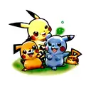 pikachu, charmander and bulbasaur tattoo design idea