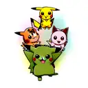 pikachu, charmander and bulbasaur tattoo design idea