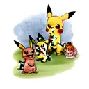 pikachu, charmander and bulbasaur tattoo design idea