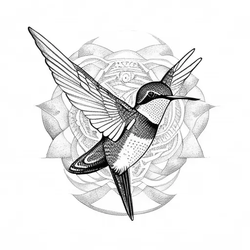 Hummingbird circled by a aztec snake tattoo design idea