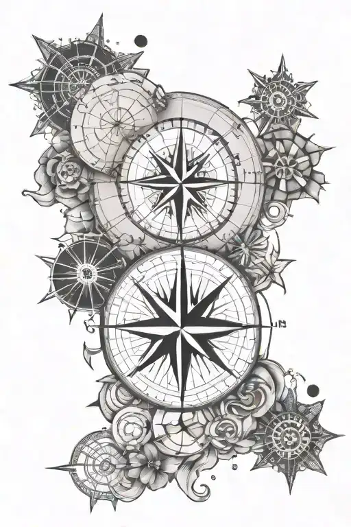 Create a tattoo template for my right forearm. As a basis a simple compass north an m east an d south tattoo design idea