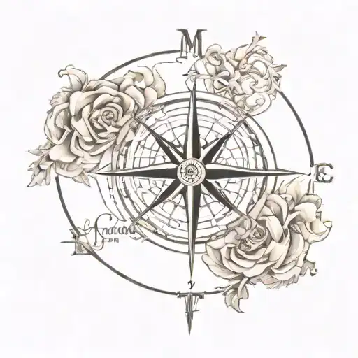 Create a tattoo template for my right forearm. As a basis a simple compass north an m east an d south tattoo design idea