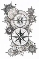 Create a tattoo template for my right forearm. As a basis a simple compass north an m east an d south tattoo design idea