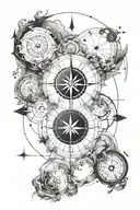 Create a tattoo template for my right forearm. As a basis a simple compass north an m east an d south tattoo design idea