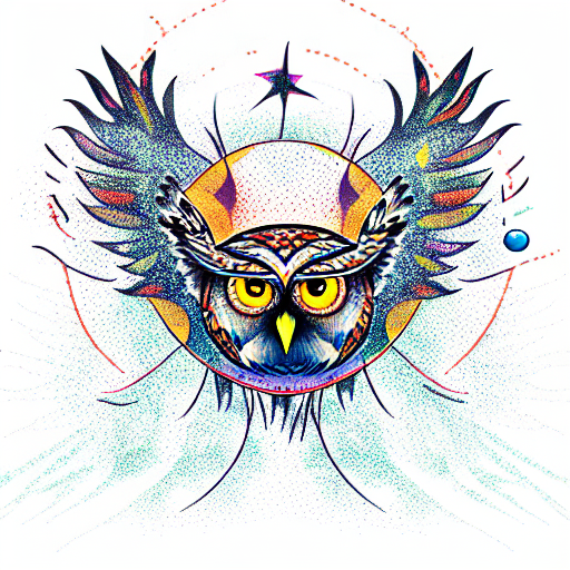 owl tree pirate sunset star phoenix tattoo design idea