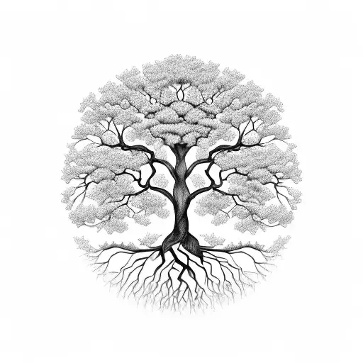 A beautiful tree of life with intricate roots and branches, symbolizing the connection between generations and the love for your daughter tattoo design idea