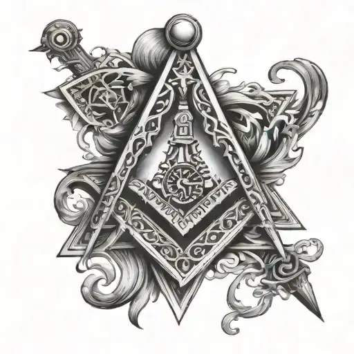 Masonic square and compass tattoo design idea