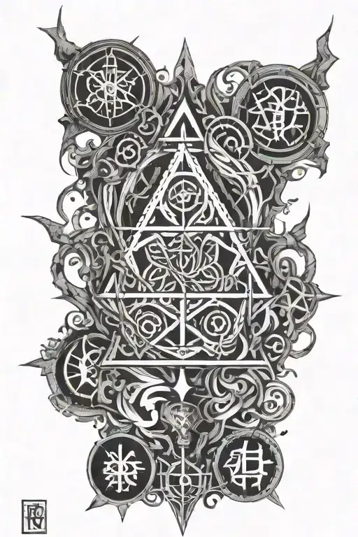 ancient Slavic gods and runes tattoo design idea