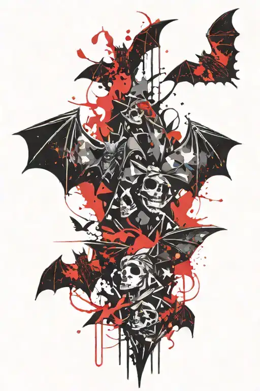 bats flying tattoo design idea
