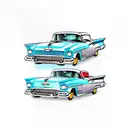 1955 Chevy baby blue with 1959 ford thunderbird baby blue tattoo design idea