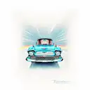 1955 Chevy baby blue with 1959 ford thunderbird baby blue tattoo design idea
