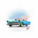 1955 Chevy baby blue with 1959 ford thunderbird baby blue tattoo design idea