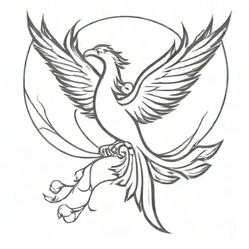 Symmetrical Phoenix tattoo design idea